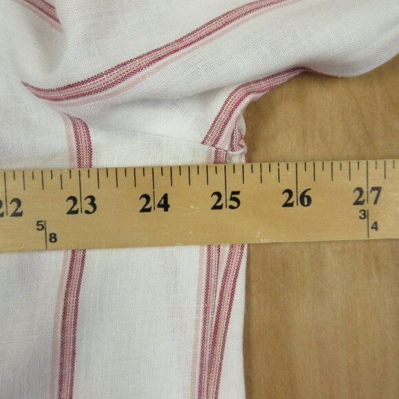 SPLENDID Linen Blend Blouse Womens L Yoked Red White Strip V Neck Top Shirt NWT - Picture 11 of 12